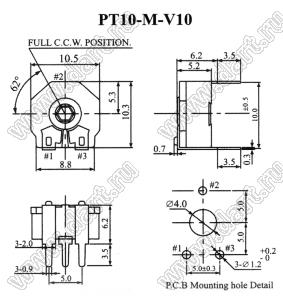 PT10-M-V10-103 резистор подстроечный; R=10кОм