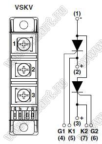 VS-VSKV26/14 модуль полупроводниковыь силовой тиристорный; Itav=27А; Vrrm=1400В