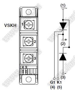VS-VSKH71/12 модуль полупроводниковыь силовой тиристорный; Itav=75А; Vrrm=1200В