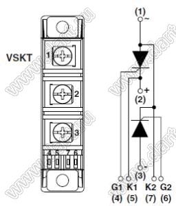 VS-VSKT41/14 модуль полупроводниковыь силовой тиристорный; Itav=45А; Vrrm=1400В