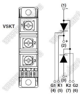 VS-VSKT26/14 модуль полупроводниковыь силовой тиристорный; Itav=27А; Vrrm=1400В