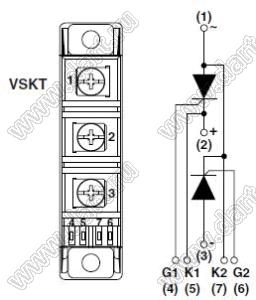 VS-VSKT41/10 модуль полупроводниковыь силовой тиристорный; Itav=45А; Vrrm=1000В