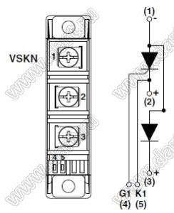 VS-VSKN26/06 модуль полупроводниковыь силовой тиристорный; Itav=27А; Vrrm=600В