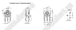 PT6-M-H-103 углеродный подстроечный потенциометр; R=10кОм