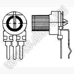TD089V-QK2-201 углеродный подстроечный потенциометр; R=200(Ом)