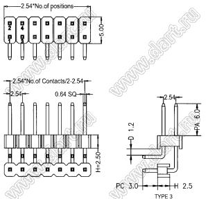 BL1225-2210N3 штыри двухрядные (перемычки) с двойным изолятором, тип 2; 10-конт.