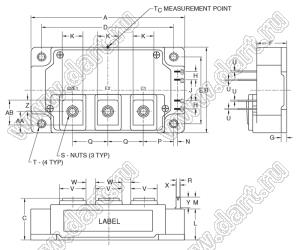 CM200DU-24NFH модуль полупроводниковый силовой IGBT; VCE(sat)=1200В; Ic=200А