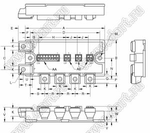 CM100TL-12NF модуль полупроводниковый силовой IGBT; VCE(sat)=600В; Ic=100А