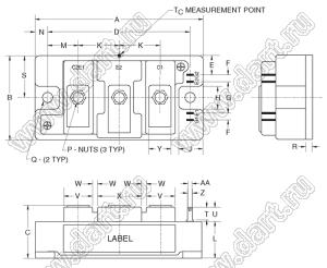 CM150DU-24NFH модуль полупроводниковый силовой IGBT; VCE(sat)=1200В; Ic=150А