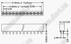 BL2189-0117S розетка однорядная SMD прямая; шаг 5,08мм; 17-конт.