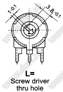 PT15-L-V24-101 потенциометр углеродный; вертикальная регулировка; R=100(Ом); горизонтальное крепление