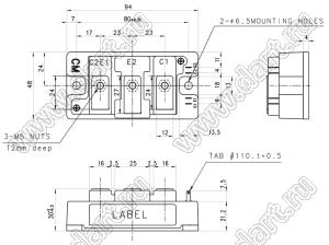 CM150DUS-12F модуль полупроводниковый силовой IGBT; VCE(sat)=600В; Ic=150А