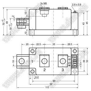 MCC255-14io1 модуль полупроводниковый силовой тиристорный; Vrrm=1400В; Itav=250А