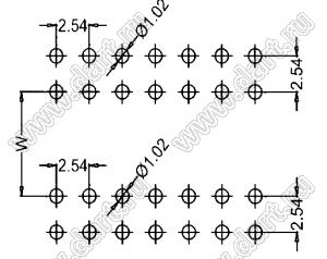 BL1225-2211N2 штыри двухрядные угловые с двойным изолятором, тип 3; шаг 2.54мм; 2*11-конт.