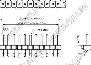 BL1225-1111Z-PG штыри однорядные SMD горизонтальные с направляющими в плату; 11-конт.