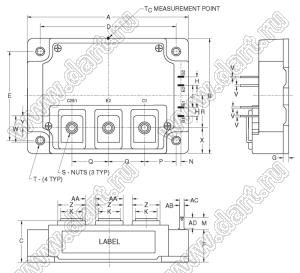 CM400DU-24NFH модуль полупроводниковый силовой IGBT; VCE(sat)=1200В; Ic=400А