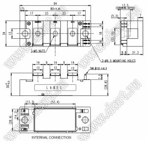 CM100DY-24T модуль полупроводниковый силовой IGBT; VCE(sat)=1200В; Ic=100А