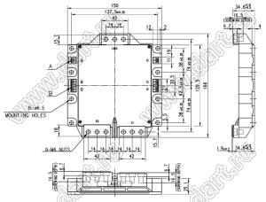 CM900DUC-24NF модуль полупроводниковый силовой IGBT; VCE(sat)=1200В; Ic=900А