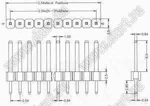 BL1225-1113S штыри однорядные прямые; шаг 2.54мм; 13-конт.