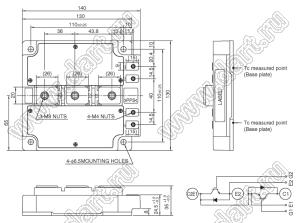 CM600DU-24NF модуль полупроводниковый силовой IGBT; VCE(sat)=1200В; Ic=600А