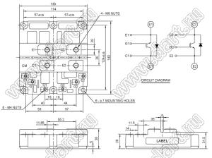 CM800DZB-34N модуль полупроводниковый силовой HVIGBT Modules-HVIPM; VCE(sat)=1700В; Ic=800А