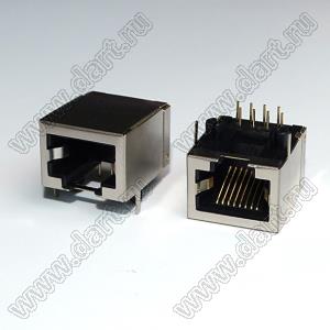 5611-08-200-101-L (TJ4-8P8C)-SOCKET розетка RJ-45 на плату экранированная, 8 позиций, 8 контактов