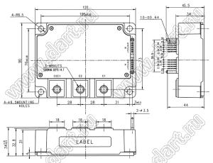 PM800DV1B060 модуль полупроводниковый силовой IPMs (Intelligent Power Modules); VCE(sat)=600В; Ic=800А