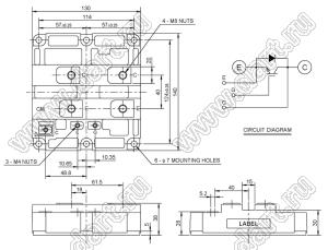 CM800HA-66H модуль полупроводниковый силовой HVIGBT Modules-HVIPM; VCE(sat)=3300В; Ic=800А