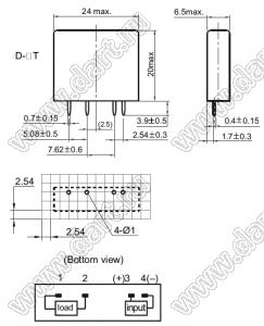 JGC-4F/05D-0T реле твердотельное; Uупр.=5VDC; Uн=250VAC; I max=2А