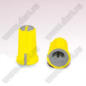 BLKN11.5x19-F6-YG ручка для потенциометра, вал с лыской; корпус желтый; цвет вставки: серый