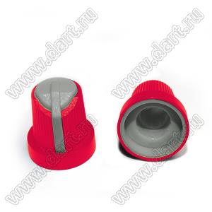 BLKN15x17-D6-RG ручка для потенциометра, вал круглый; корпус красный; цвет вставки: серый