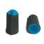 BLKN10x18-F6-BL ручка для потенциометра, вал с лыской; корпус черный; цвет вставки: голубой