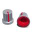 BLKN15.3x15-D6-LGR ручка для потенциометра, вал круглый; корпус светло серый; цвет вставки: красный