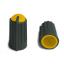 BLKN10x18-F6-BY ручка для потенциометра, вал с лыской; корпус черный; цвет вставки: желтый
