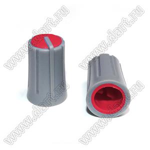 BLKN12x20-F6-GR ручка для потенциометра, вал с лыской; корпус серый; цвет вставки: красный