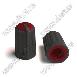 BLKN11x17.3-F6-BM ручка для потенциометра, вал с лыской; корпус черный; цвет вставки: бордовый