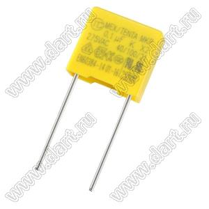 CAPFILM X2 0.1uF/275VAC (18.0x12.0x6.0mm) P=15.0mm конденсатор пленочный помехоподавляющий; C=0,1мкФ; ±10%; 275VAC