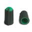 BLKN10x18-F6-BE ручка для потенциометра, вал с лыской; корпус черный; цвет вставки: зеленый