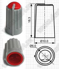 B20-G/L ручка круглая на потенциометр D=10мм; h=19мм; посадочное отверстие 6мм
