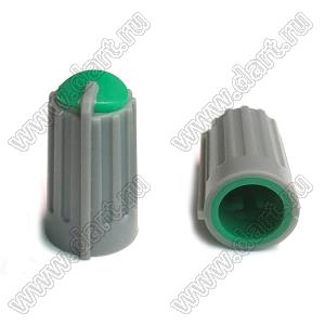 BLKN10x18-F6-GE ручка для потенциометра, вал с лыской; корпус серый; цвет вставки: зеленый