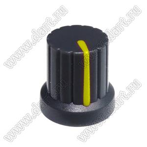 BLKN15.3x15-D6-GY ручка для потенциометра, вал круглый; корпус серый; цвет вставки: желтый