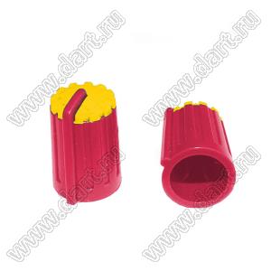 BLKN12x19-D6-RY ручка для потенциометра, вал круглый; корпус красный; цвет вставки: желтый