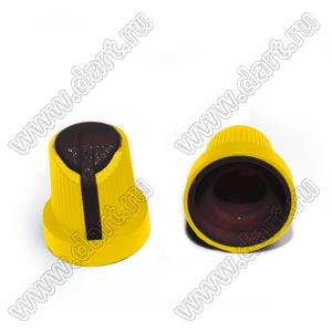 BLKN15x17-D6-YB ручка для потенциометра, вал круглый; корпус желтый; цвет вставки: черный