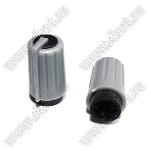 BLKN7.5x19-F6-GB ручка для потенциометра, вал с лыской; корпус серый; цвет вставки: черный