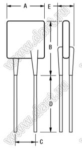 MF-RX300/72 предохранитель самовосстанавливающийся; керамика; VAC max.=60В; V max.=72В; I max=40А