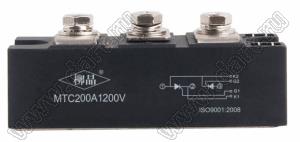 MTC200A1200V модуль тиристорный; IF(AV)=200А; VAC max.=1200В