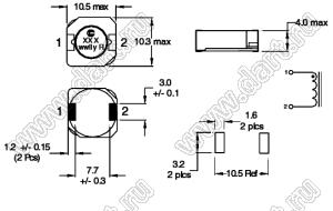 DR1040-680-R дроссель для поверхностного (SMD) монтажа экранированный; 10,4x10,4x4,8мм; L=68мкГн; Iн=1,42А