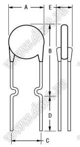 MF-RX065/72 предохранитель самовосстанавливающийся; керамика; VAC max.=60В; V max.=72В; I max=40А