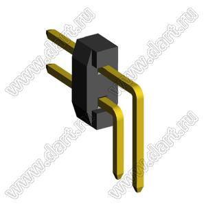 2208R-02G (PLD2-02R) вилка угловая двухрядная, шаг 2,0 мм, 2х1 конт.