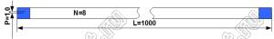 BLFPC P1,0 8PIN 1000mm шлейф плоский, шаг 1,0мм 8 жил длина 1000мм, контакты на одной поверхности